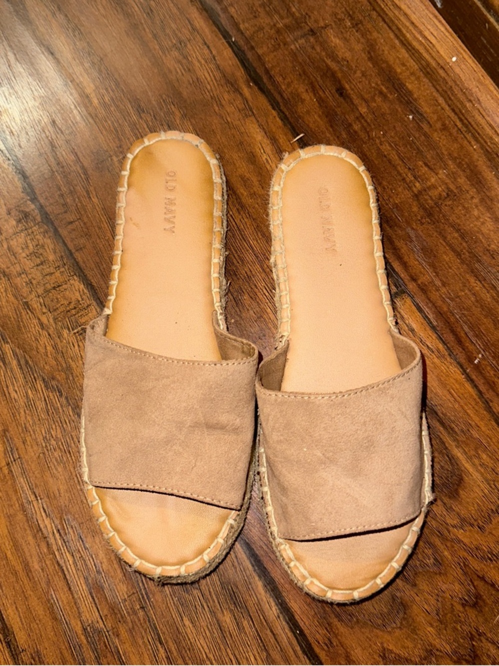 Old Navy Tan Suede Slide Espadrille Mules